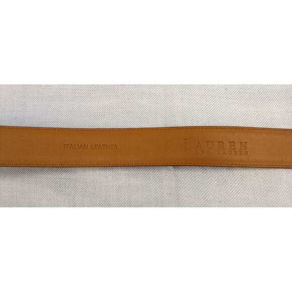 LRL Ralph Lauren Belt Brown‎ Italian Leather Crocodile Embossed Logo Women's M - Picture 7 of 16